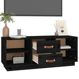 TV Cabinet Black 100x34x40 cm Solid Wood Pine 818229