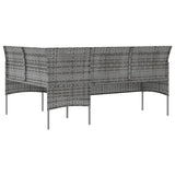 L-shaped Couch Sofa with Cushions Poly Rattan Grey 318588