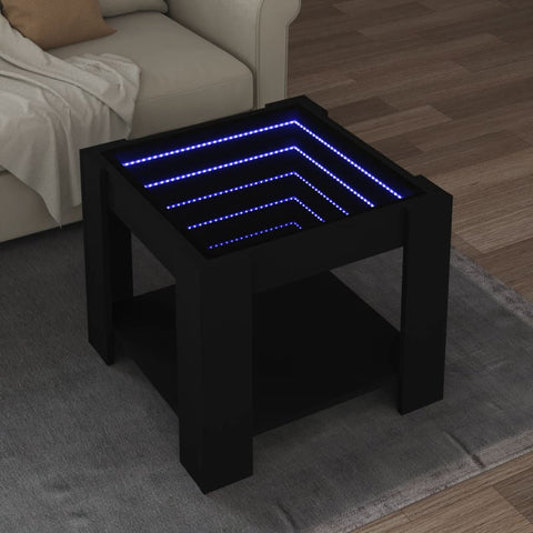 ZNTS Coffee Table with LED Black 53x53x45 cm Engineered Wood 847540