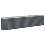Garden Raised Bed 400x80x81 cm Galvanised Steel Grey 45521