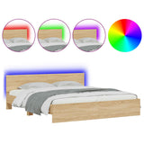 Bed Frame with LED without Mattress Sonoma Oak 200x200 cm 3207583