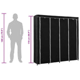 Wardrobe with 4 Compartments Black 175x45x170 cm 282445