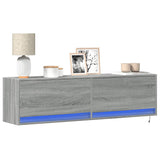 TV Wall Cabinet with LED Lights Grey Sonoma 140x31x38 cm 852374