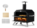 Outdoor Pizza Oven Wood Fired 2-Layer Pizza Ovens Outside Pizza Maker with Stone, Removable Cooking 87975879
