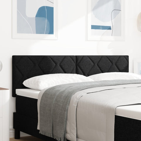 ZNTS LED Headboard Diamond Block Design Black 160 cm Fabric 3338228