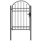 Fence Gate "ASSEN" with Arched Top Steel 102x150 cm Black 143086
