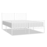 Metal Bed Frame without Mattress with Footboard White 160x200cm 350952