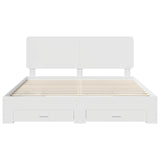 Bed Frame with Headboard White 200 x 200 cm Engineered Wood 3412742