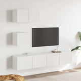 4 Piece TV Cabinet Set White Engineered Wood 3114638