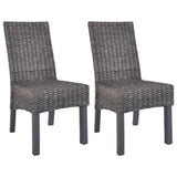 Dining Chairs 2 pcs Brown Kubu Rattan and Mahogany Wood 246655