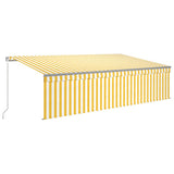 Manual Retractable Awning with Blind 5x3m Yellow&White 3069458