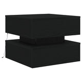 Coffee Table with LED Lights Black Oak 50x50x40 cm 862257