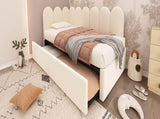 Upholstered Bed Daybed with Pull-Out Bed, 3FT Single Sofa Bed 90 x 190 cm, Guest Beds for Adults and N601P272133B