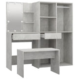Dressing Table Set with LED Concrete Grey Engineered Wood 3114102