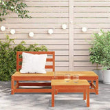 Garden Sofa Armless with Footstool Wax Brown Solid Wood Pine 837960