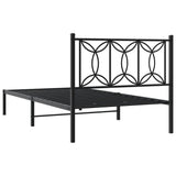 Bed Frame Black Steel Single Rectangular Modern Durable 376124