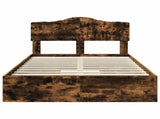 Storage Bed with Drawer Smoked Oak 135 x 190 cm Engineered Wood 3413107