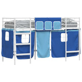 Kids'Loft Bed Frame with Curtains White and Blue 90 x 190 cm 42020817