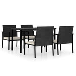 ZNTS 5 Piece Outdoor Dining Set Poly Rattan Black 3100409