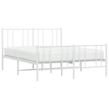 Metal Bed Frame without Mattress with Footboard White 135x190cm 352546