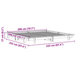 Bed Frame without Mattress White 200x200 cm Solid Wood Pine 3302262