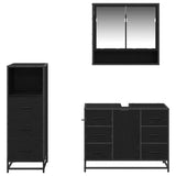 Bathroom Furniture Set 3 pcs Black Oak Engineered Wood 3402496