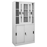 Office Cabinet with Sliding Door Light Grey 90x40x180 cm Steel 335963