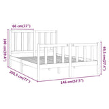 Bed Frame without Mattress White 140x190 cm Solid Wood Pine 3106684