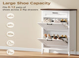 Shoe Cabinet with 2 Flip Drawers, Farmhouse Narrow Shoe Storage Cabinet with Adjustable Shelves, T3398P553211