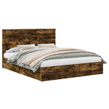 Storage Bed with Drawer Smoked Oak 160 x 200 cm Engineered Wood 3411191