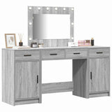 Dressing Table with Mirror Lights 3 pcs Grey Engineered Wood 3334250