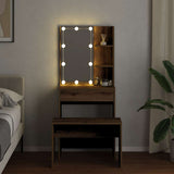 Dressing Table Set with LED Artisan Oak Engineered Wood 3329188