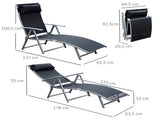 Sun Lounger Steel Frame Outdoor Folding Chaise Texteline Lounge Chair Recliner with Headrest & 7 T3398P318569
