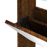 Shoe Cabinet with Mirror 3-Layer Smoked Oak 63x17x102.5 cm 342638