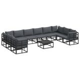 Garden Sofa Set with Cushion 11 pcs Black Aluminium 3378907