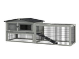 Wooden Rabbit Hutch with Outdoor Run Grey T3398P555843