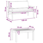 Garden Sofa Set 3 pcs Brown 75 x 45 x 38cm Solid Acacia wood 3325229