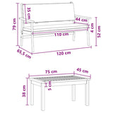 Garden Sofa Set 3 pcs Brown 75 x 45 x 38cm Solid Acacia wood 3325230