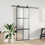 Sliding Door with Hardware Set Black 90x205 cm Tempered Glass 3375881