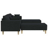 Fabric Sofa with Cushion 3 pcs Black 208 cm Fabric 3335164