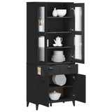 Highboard VIKEN Black 80x40x190 cm Solid Wood Pine 3207148