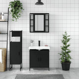 3 Piece Bathroom Cabinet Set Black Engineered Wood 3214760