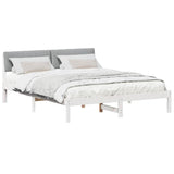 Bed frame White and light grey 150 x 200 cm Solid pine wood 878673