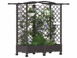 Raised Bed with Trellis and Roof Brown 124 x 40 x 129 cm PP 3423017