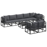 Garden Sofa Set with Cushion Black Aluminium 3378889