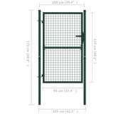 ZNTS Fence Gate Steel 100x125 cm Green 145733