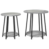 Side Table Set with Shelf 2 pcs Grey Sonoma and Black 869705