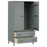 Wardrobe with Metal Legs Grey 90x55x172.5 cm Solid Wood OSLO 350989
