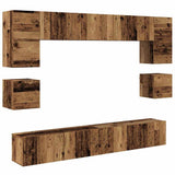TV Cabinet Set Wall-mounted 8 pcs Old Wood Engineered Wood 3393321