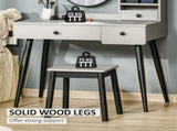 Dressing Table Set with Mirror and Stool, Vanity Makeup Table with 3 Drawers and Open Shelves for T3398P378736